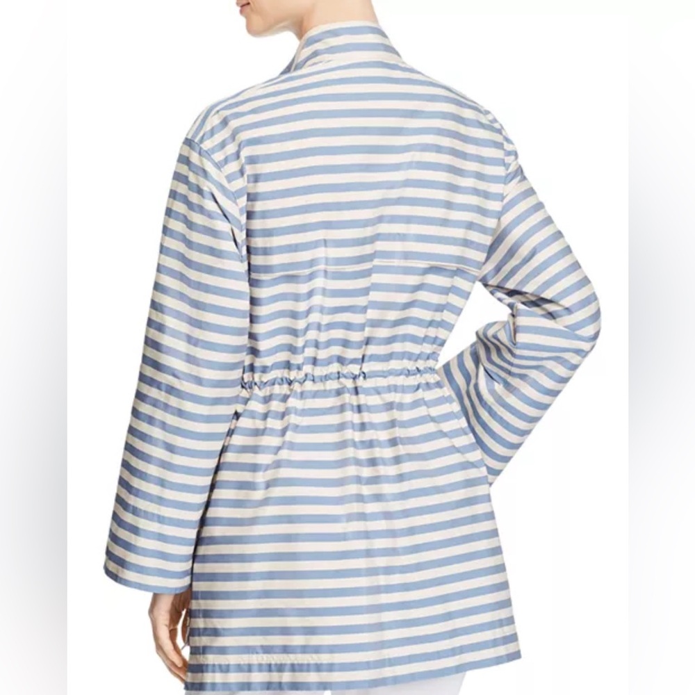 Lafayette 148 New York Jayna Blue White Stripe Drawstring Jacket Like New - Picture 3 of 11